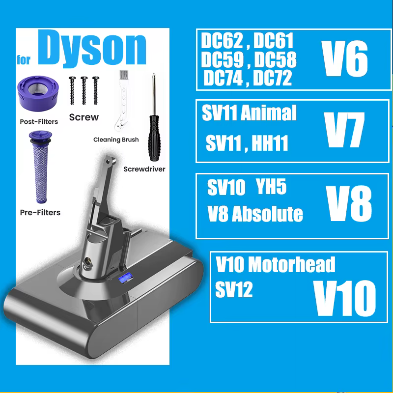 V8 V7 V6 V10 Battery For Dyson Absolute Cordless Vacuum Cleaner Li-ion Animal batteries SV10 SV11 SV12 DC62