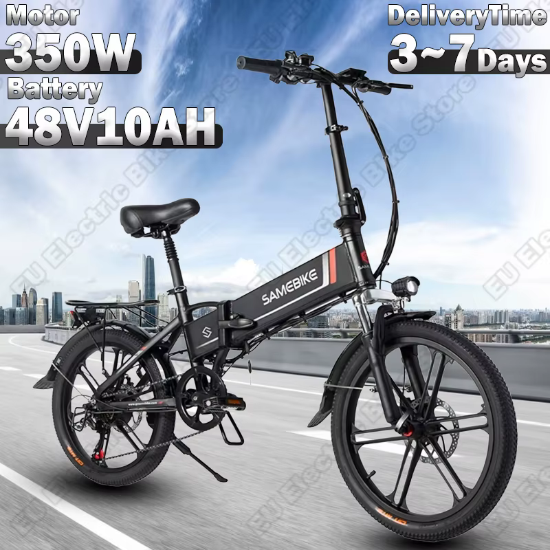 SAMEBIKE Electric Bike 350W Motor 48V10AH Lithium Battery City Folding Electric Bicycle 20-inch Tire Aluminum Alloy Adult E-bike