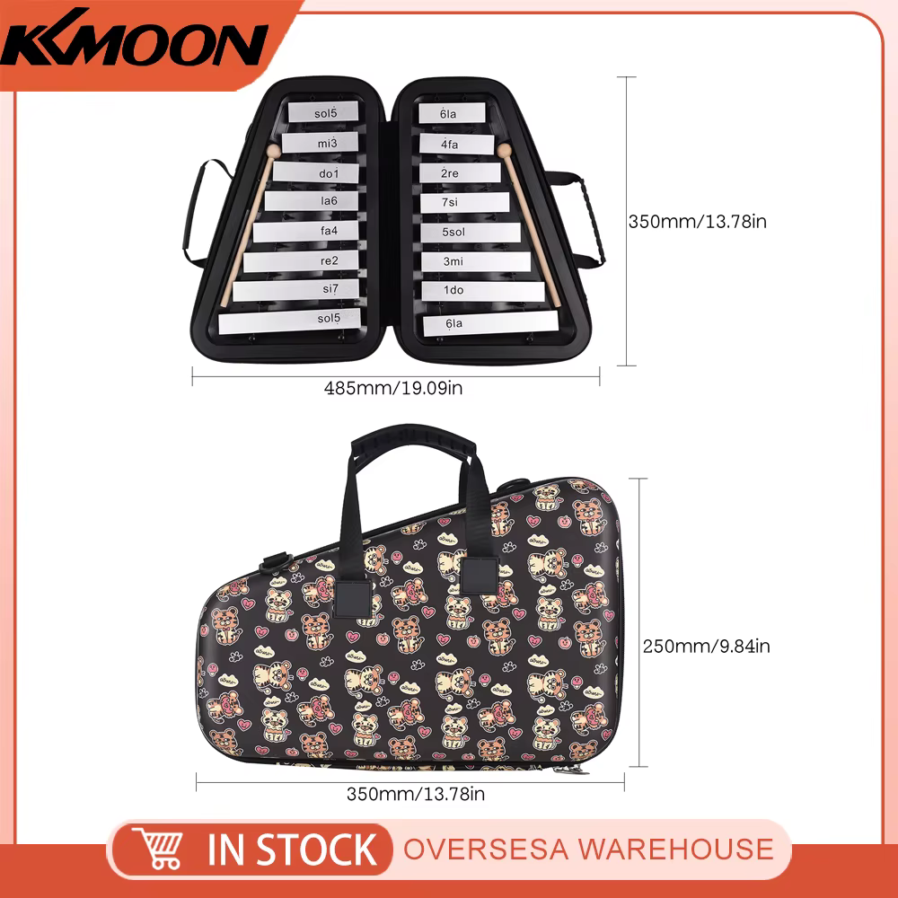 16 Keys Glockenspiel 16-Note Aluminum Plate Xylophone Early Educational Musical Percussion Instrument with Case Mallets for Kids