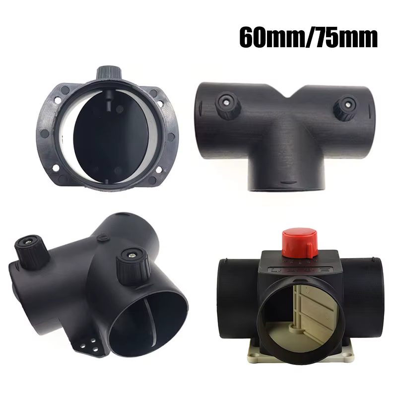 60mm/75mm Y T Piece Car Diesel Heater Air Vent Ducting w/Regulating Valve Flap Exhaust Connector For Webasto Eberspacher Propex