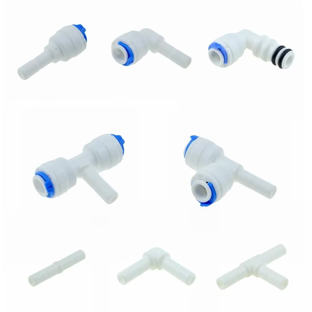 Reverse Osmosis 1/4 3/8 Hose Connection Quick Coupling 1/4 3/8 Stem L Straight Tee RO Water Aquarium Plastic Joint Pipe Fitting