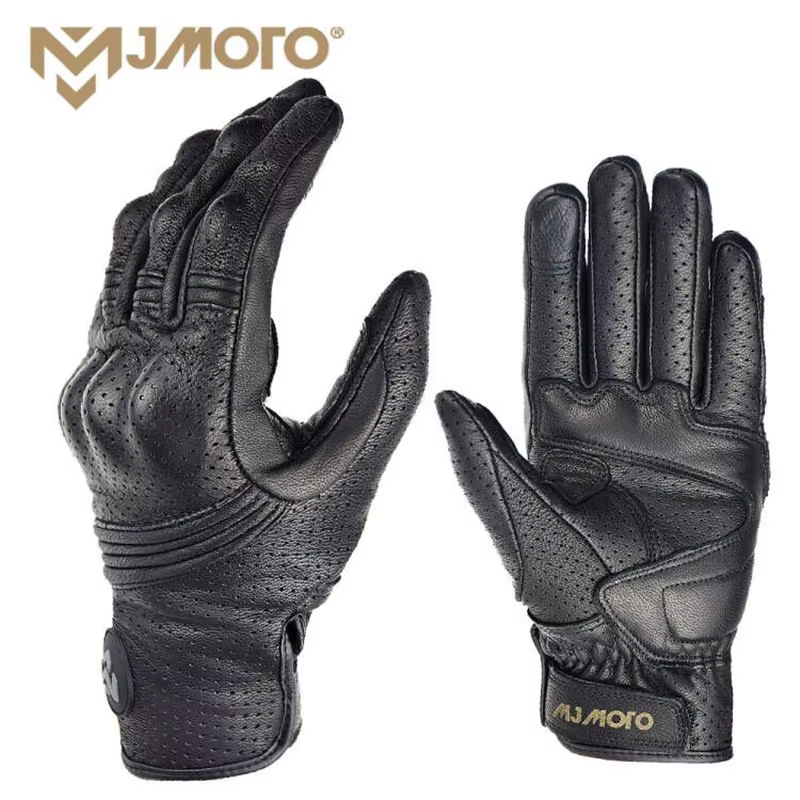 Men Retro Genuine Leather Motorcycle Gloves Summer Breathable Motorbike Motocross Gloves Moto Equipment Accessories Guantes