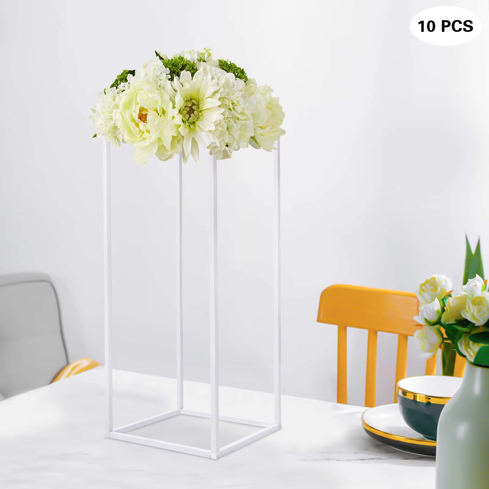 10Pcs Geometric Metal Stands Flower Floor Holders Art Column Vase Stand Pedestal Rack Wedding Party Centerpieces 60cm
