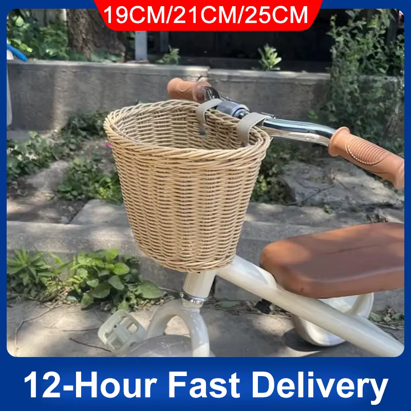 Bicycle Front Basket Handmade Woven Rattan Bikes Basket Front Handle Children Bikes Basket Kids Bikes Basket Fit Most Bikes