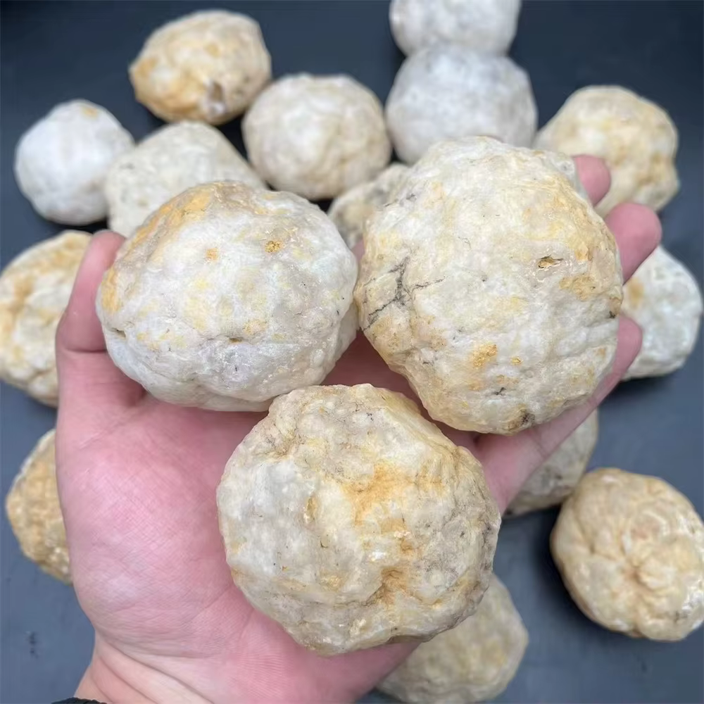 Natural Unopened agate druzy cave stone crystal art craft gemstone cluster crystal ball druse ornament decor ball