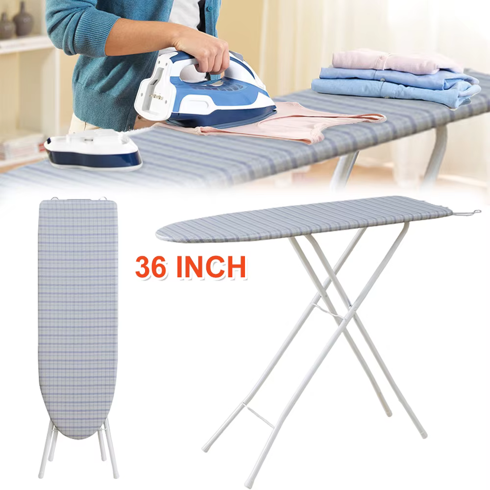 Foldable Ironing Board with Iron Rest Heat Resistant Cover Adjustable Height Collapsible Mini Rack for Home Laundry Room Use ﻿