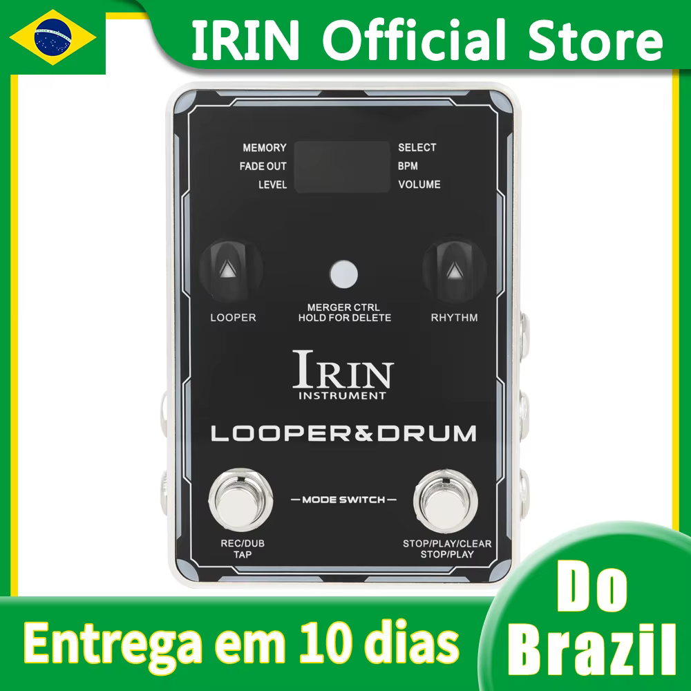 IRIN XS-04 Electric Guitar Effects Pedal Phrase Looper＆Drum Machine 40 Looper 100 Drum Rhythms 10 Metronomes Bass Guitar Parts
