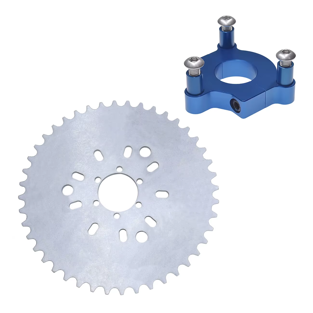 Blue 44T Sprocket 1.5" CNC Adapter Fit For 415 Chain 49cc 50cc 66cc 80cc 2 Stroke Motorized Bicycle