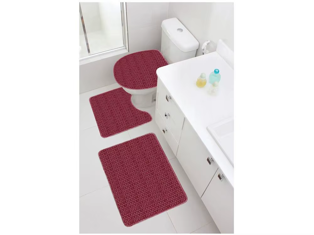 Jolitex 3 Pieces Set Floor Mats for Bathroom Crystal