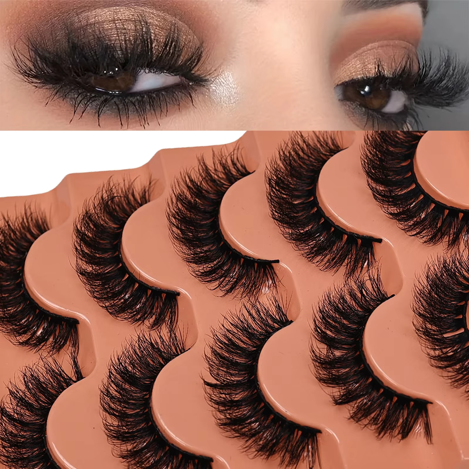 5 Pairs dramatic fake eyelashes 3D Natural False Lashes D Curling Fluffy Soft Cross Manga Lashes Wispy Natural Eyelash Extension