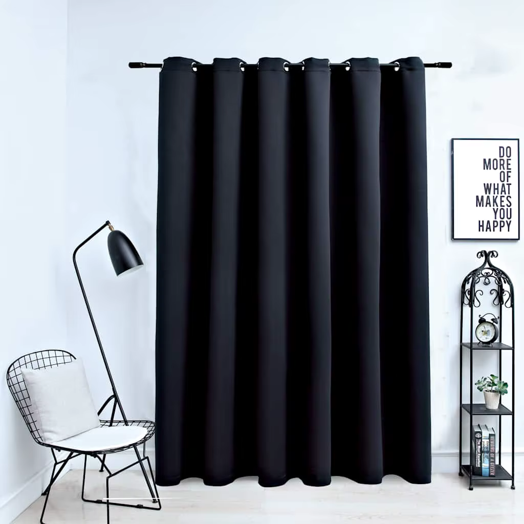 Blackout curtain with black metal rings 290x245 cm