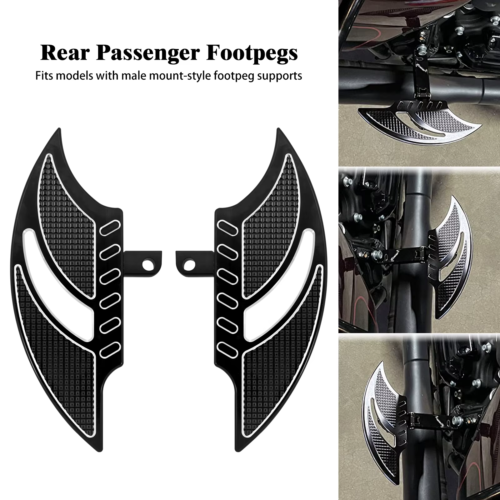 1 Pair Motorcycle Black Footrest Pedal Rear Passenger Floorboard For Harley Sportster XL 883 1200 Touring FLHT Softail Dyna FXDF