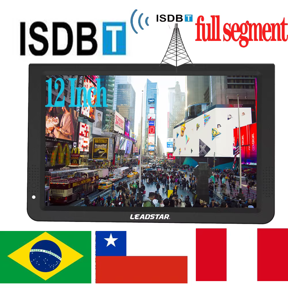 LEADSTAR D12 12 Inch Portable Mobile Mini Digital Tv With ISDB-T DVB T2 ATSC H265 Hevc 1280*800 TF Card Digital Tv Converter