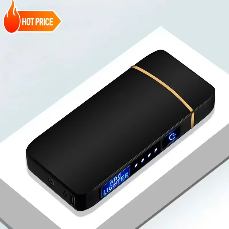 Hot USB Lighter LED Power Display Touch Sensor Electric Lighter Windproof Metal Double Arc Flameless Plasma Rechargeable Lighter