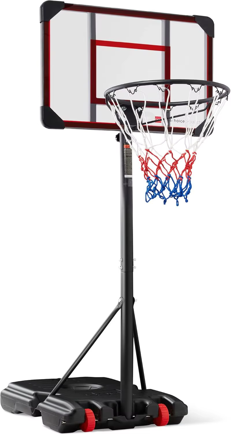 Best Choice Products Kids Height-Adjustable Basketball Hoop System, Portable Game w/ 2 Wheels, Square Backboard, Fillable Base