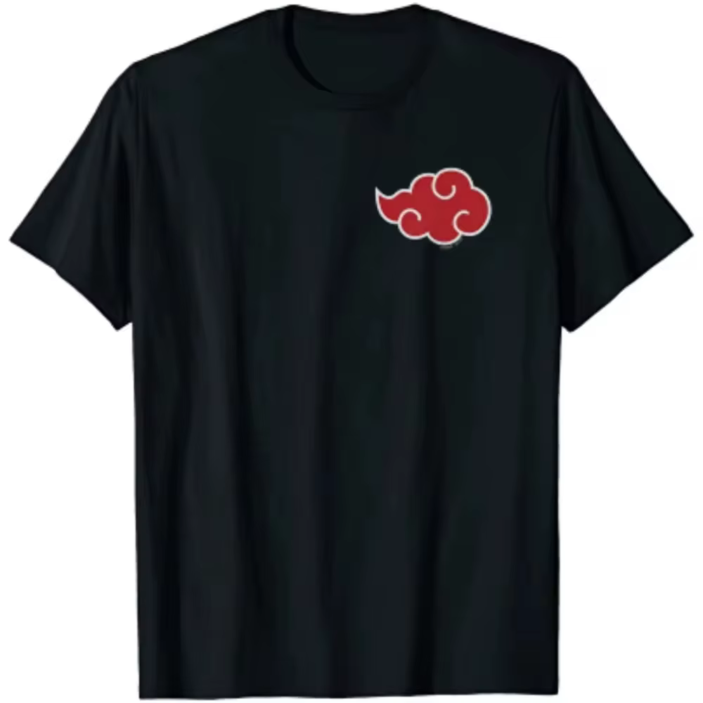 （Miniso）Japan Anime Akatsuki Cloud Symbols Print Men T-shirts Streetwear Men Short Sleeve T Shirts Brand  Men Clothing Tshirt