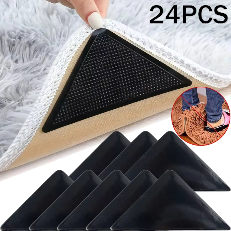1-3set Carpet Non-slip Sticker Reusable Washable Anti Curling Carpet Patch Fixed Stickers Floor Rug Mat Tape Gripper Corner Pad