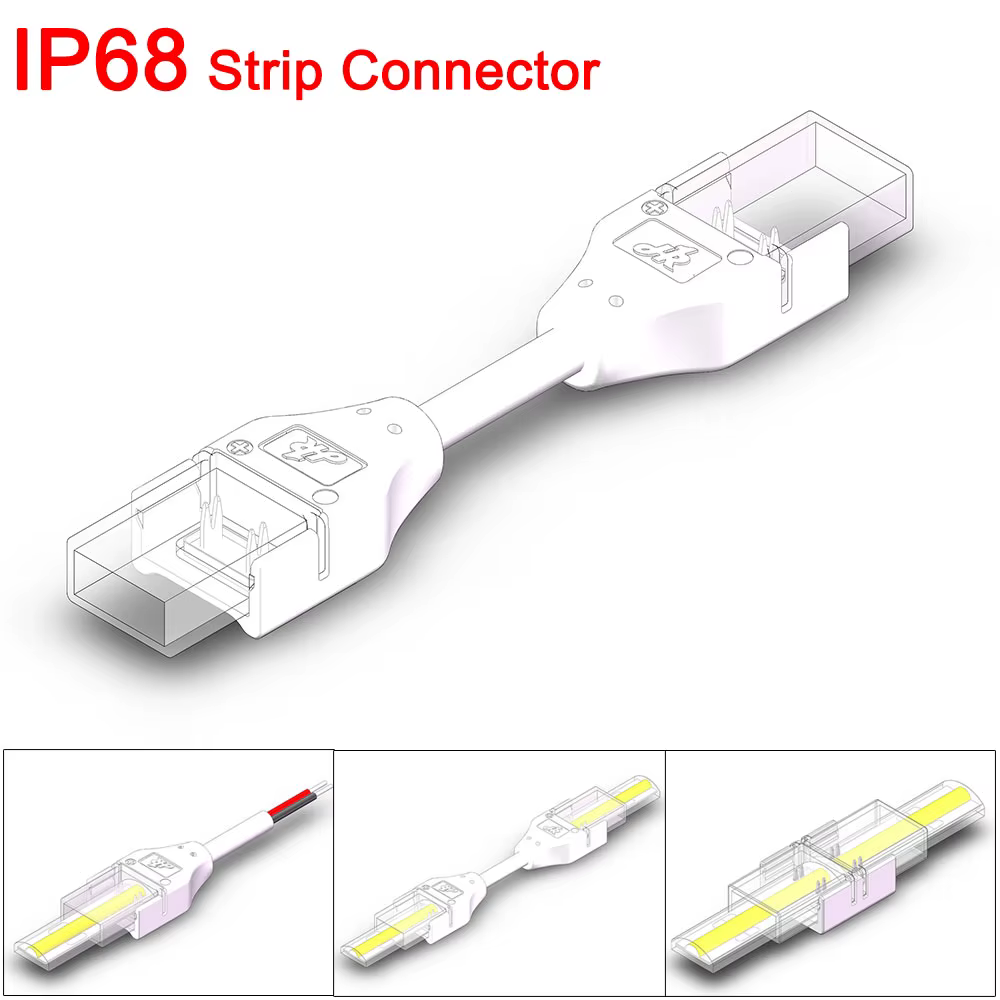 IP68 COB LED Strip Connector L Corner Connectors for 8mm/10mm Width PCB Single Color Strip