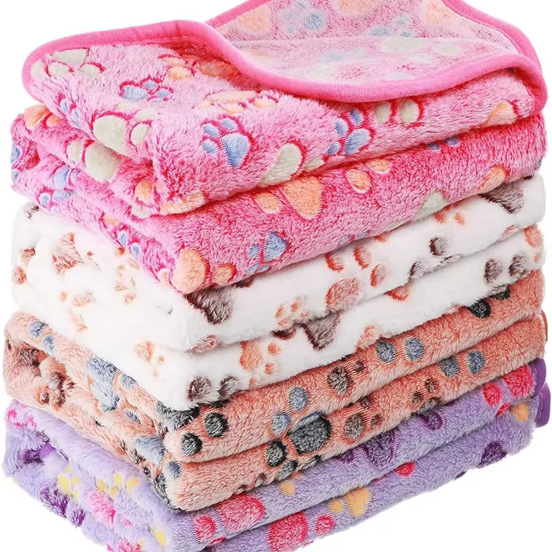 Soft Flannel Fleece Cat Dog Blanket Bed Mats Paw Foot Print Warm Pet Blanket Sleeping Beds Cover Mat For Dogs Cats Pets supplies