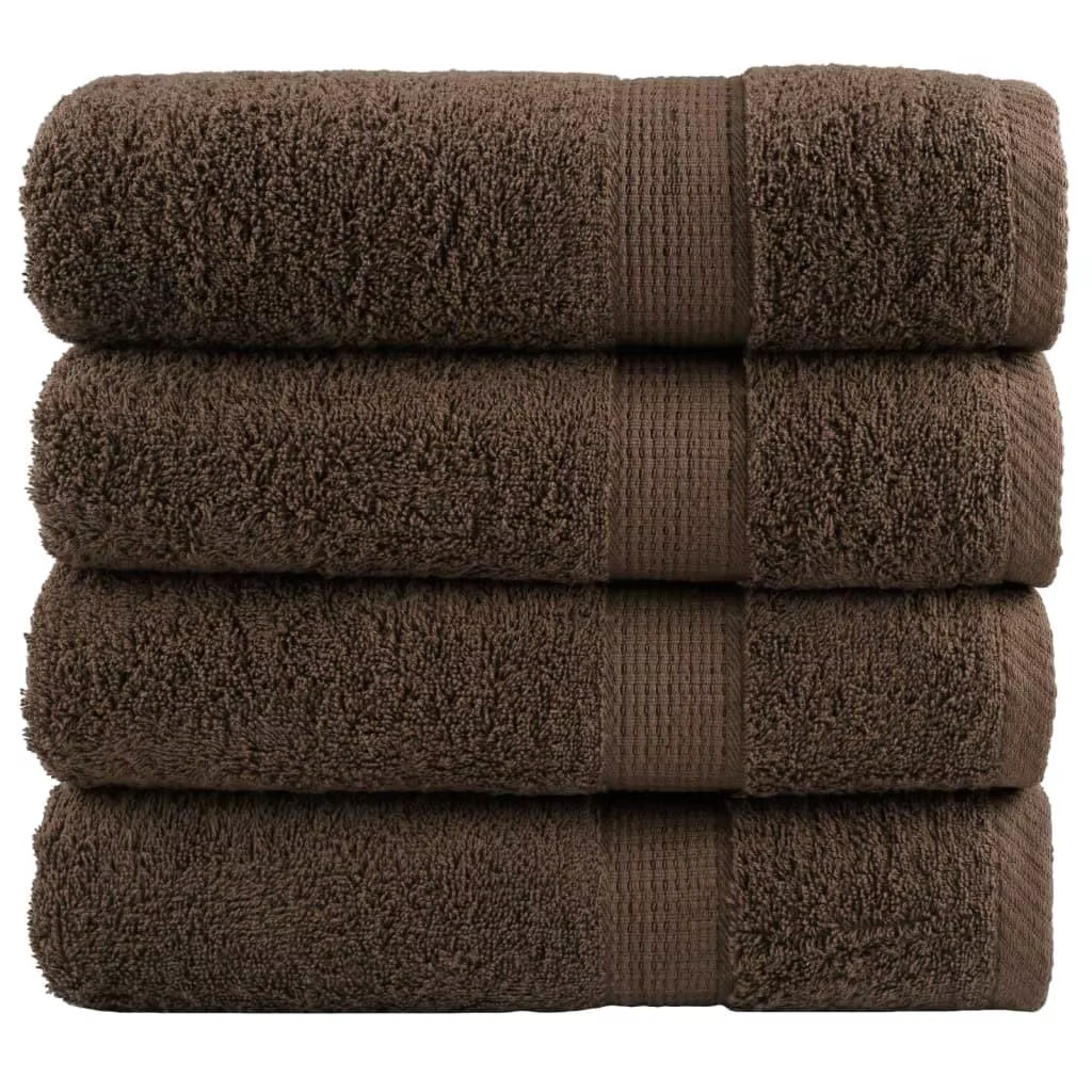 SOLUND 4pcs Premium Brown Bath Towels 100x150cm 600gsm Soft & Absorbent