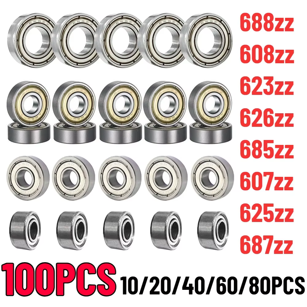 Ball Bearings 688zz 608zz 623zz 626zz 685zz 607zz Deep Groove Miniature Bearings For Skateboard Scooter 3D Printers Bearings