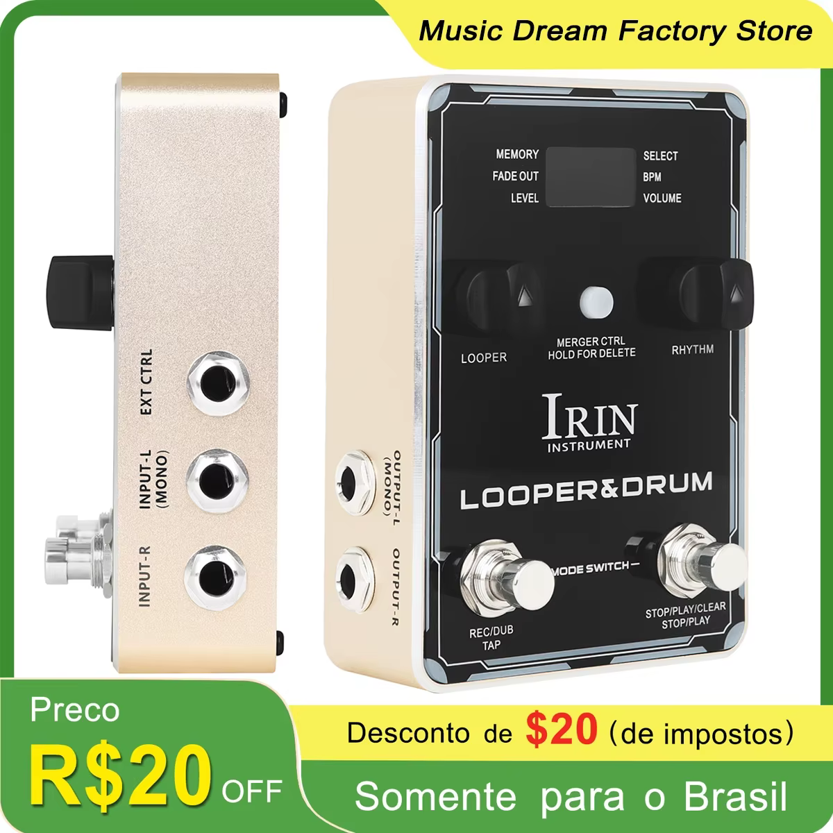 IRIN XS-04 Electric Guitar Effects Pedal Drum Machine Musical Phrase Loop Single Block Effect Pedal Bass Guitar Parts