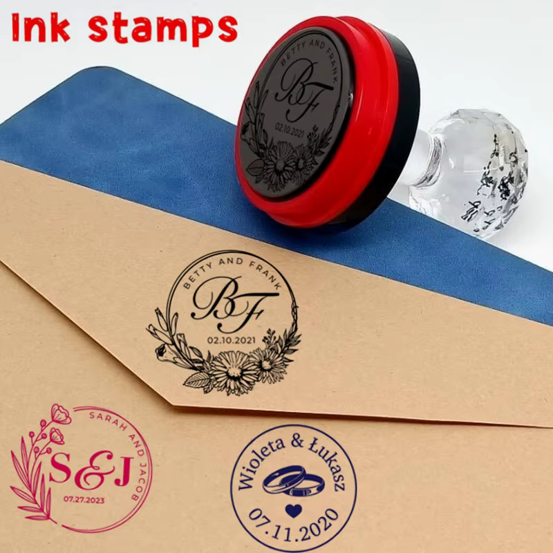 Custom Wedding Stamp for Anniversary Gift Personalized Invitation Address Envelope Self Ink Stamp Romantic Newlywed Gift Wrap