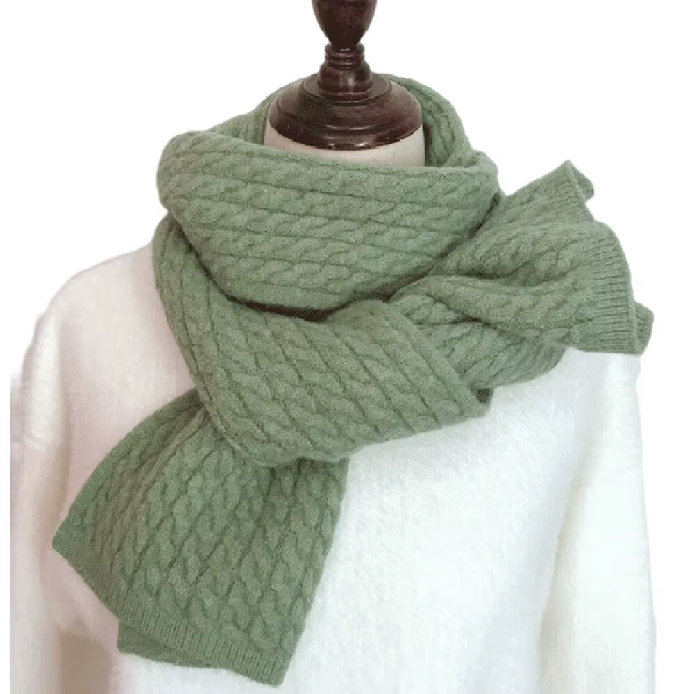 New Solid Color Literary Small Twist Scarf Women Winter All-match Simple Wool Wraps Female Imitation Cashmere Warm Long Shawls