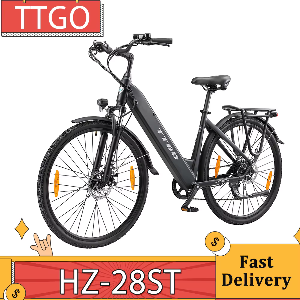 TTGO HZ-28ST Electric Bike 250W Motor 36V 20Ah Battery 700C*45C Tire 25km/h Max Speed 100km Max Range Disc Brake LCD Display