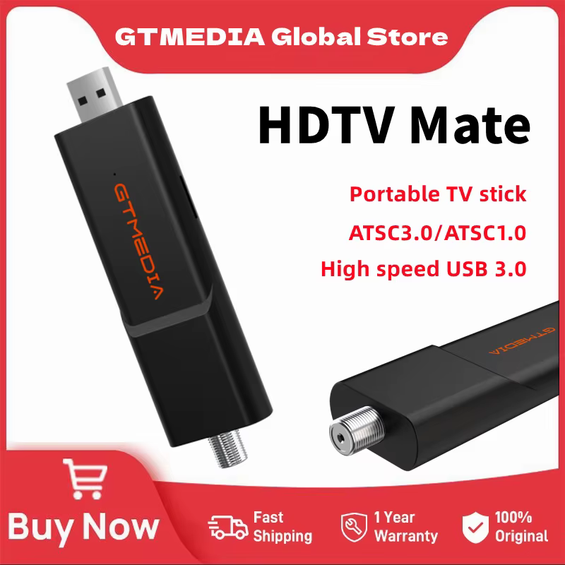 GTMEDIA ATSC TV Stick Ultra HD USB Tuner Stick Support Android 9 Devices Portable TV Dongle Compatible With ATSC Support ATSC3.0