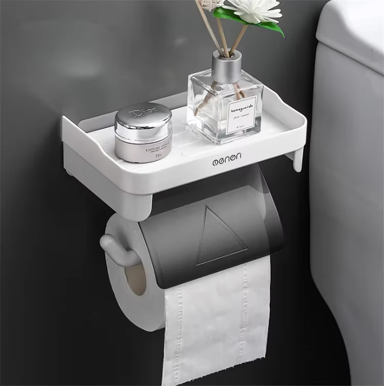 Wall Mount Roll Paper Storage Rack Multi-function Toilet Paper Holder Rack Bathroom Rack Shelves Waterproof kitchen Paper Holder