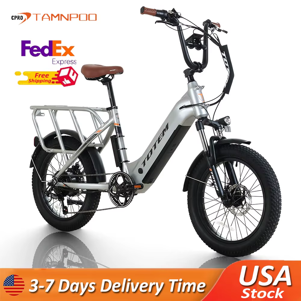 Totem Hauler Electric Bike for Adults 750W Powerful Motor Ebike 48V 15Ah 20" Fat Tire 7 Speed Suspension Fork Electric Bicycle