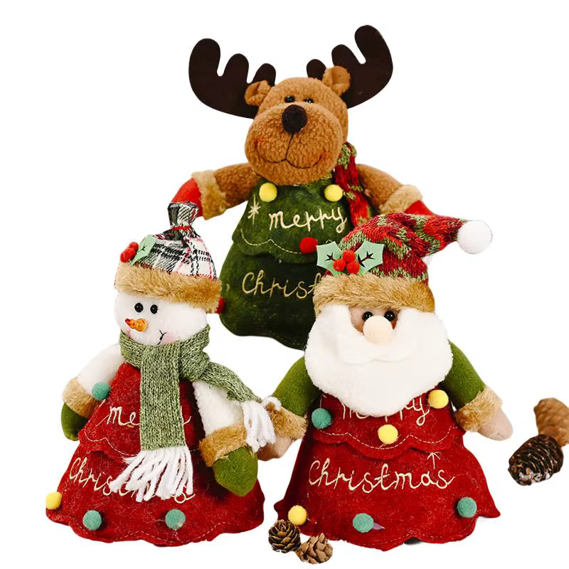 2023 New Christmas Santa Sack Children Xmas Gifts Candy Stocking Bag Exquisite Santa Claus Printed Linen Christmas Candy Bag