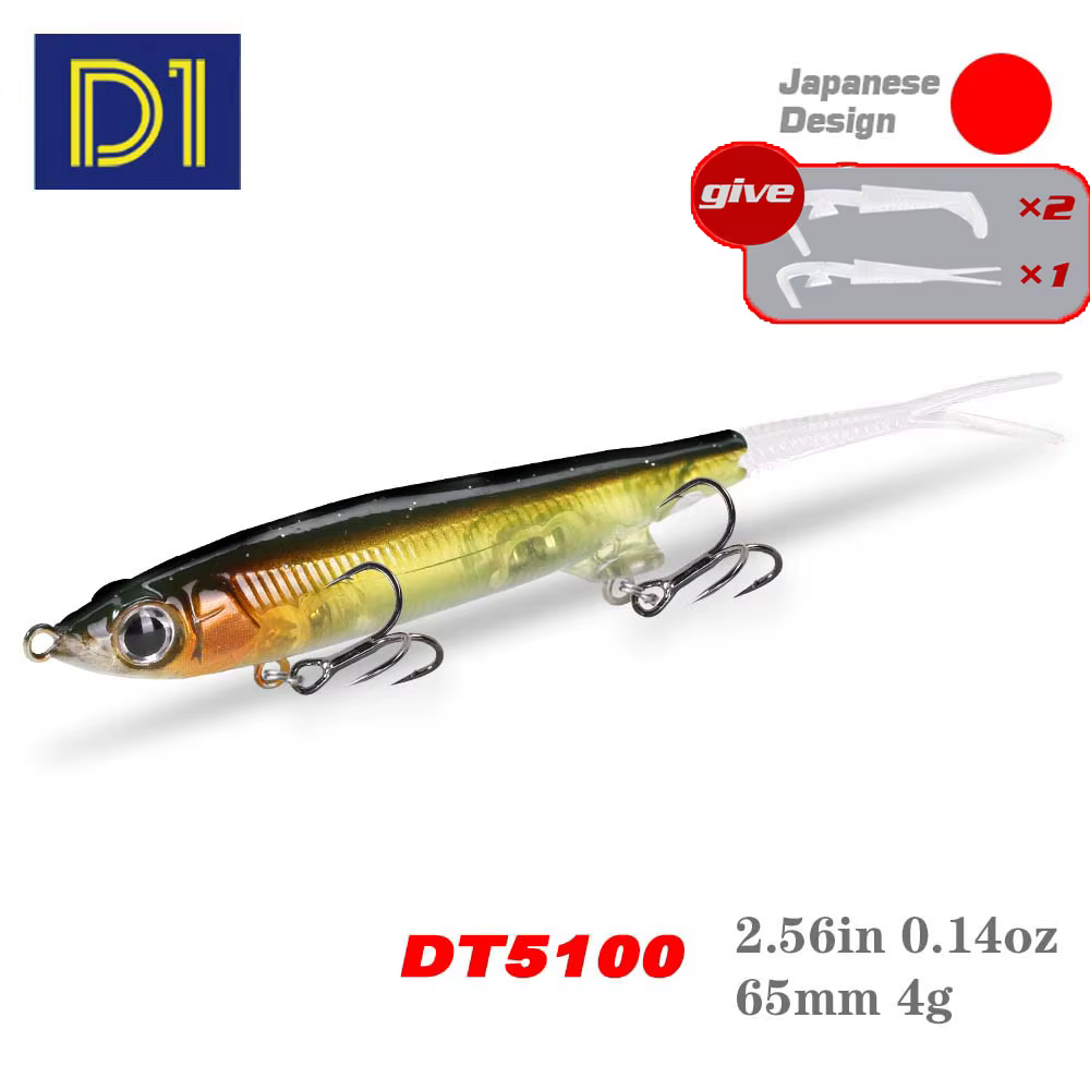 D1 Suspending Pencil Fishing Lure 65mm 4g Jerkbait Top Water Long Casting Baits Sweetfish Fishing goods For Bass Plastic Walker
