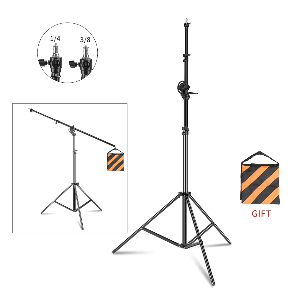 Photographic 4m Tripod Equipment Wishbone Photography Studio Accessory Retractable Cantilever Metal Light Stand With Sand Bag