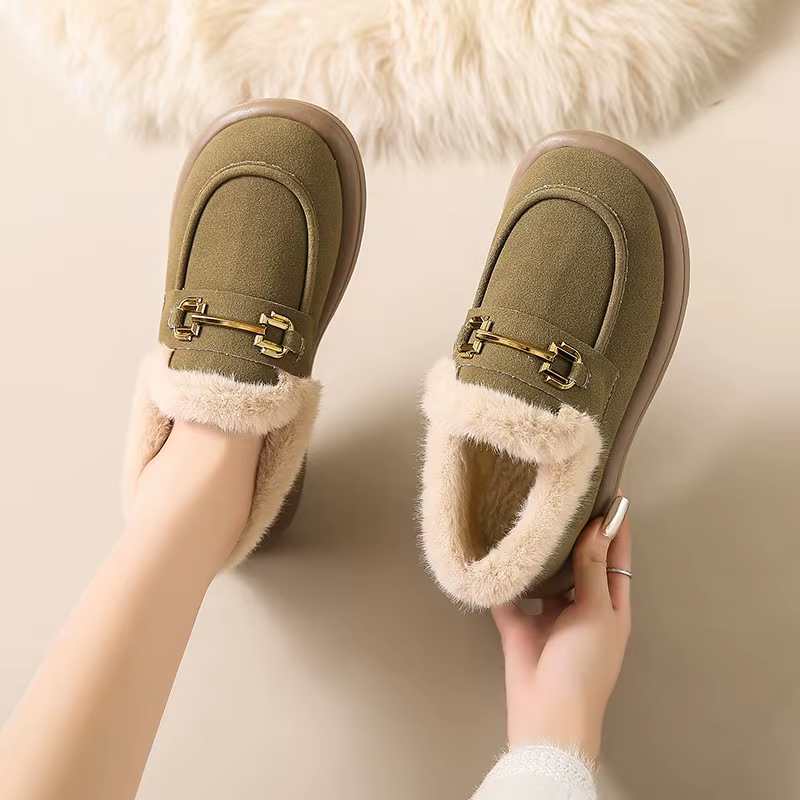 Shoes Woman Flats Round Toe Casual Female Sneakers Slip-on Loafers Fur Dress Winter Retro Slip On New Women's shoes