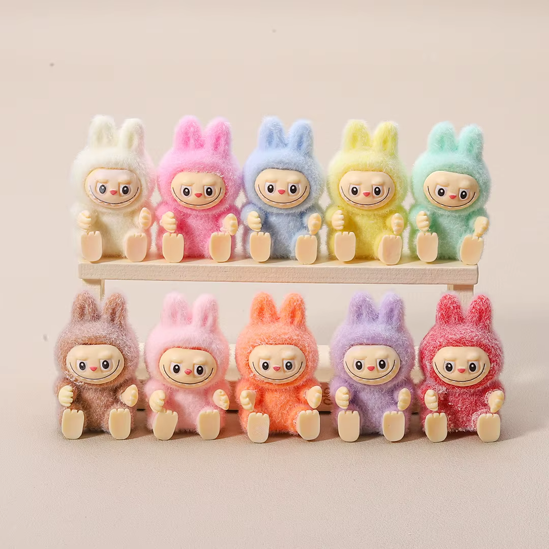 10pcs Labubu Plush Sitting Posture Pendant Cute Handmade Diy Accessories Cute Particles Plush Toy Ornaments Hanging Ornaments
