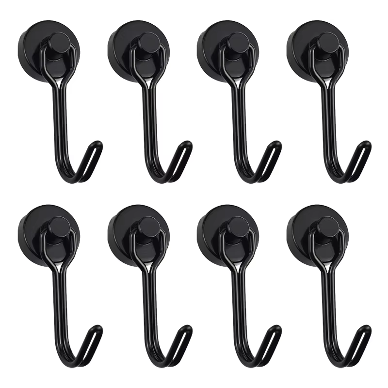 4/8pcs Multi-Purpose Heavy Duty Magnetic Hook Strong Neodymium Magnets Hooks Key Holder Hanger Home Organization And Storage