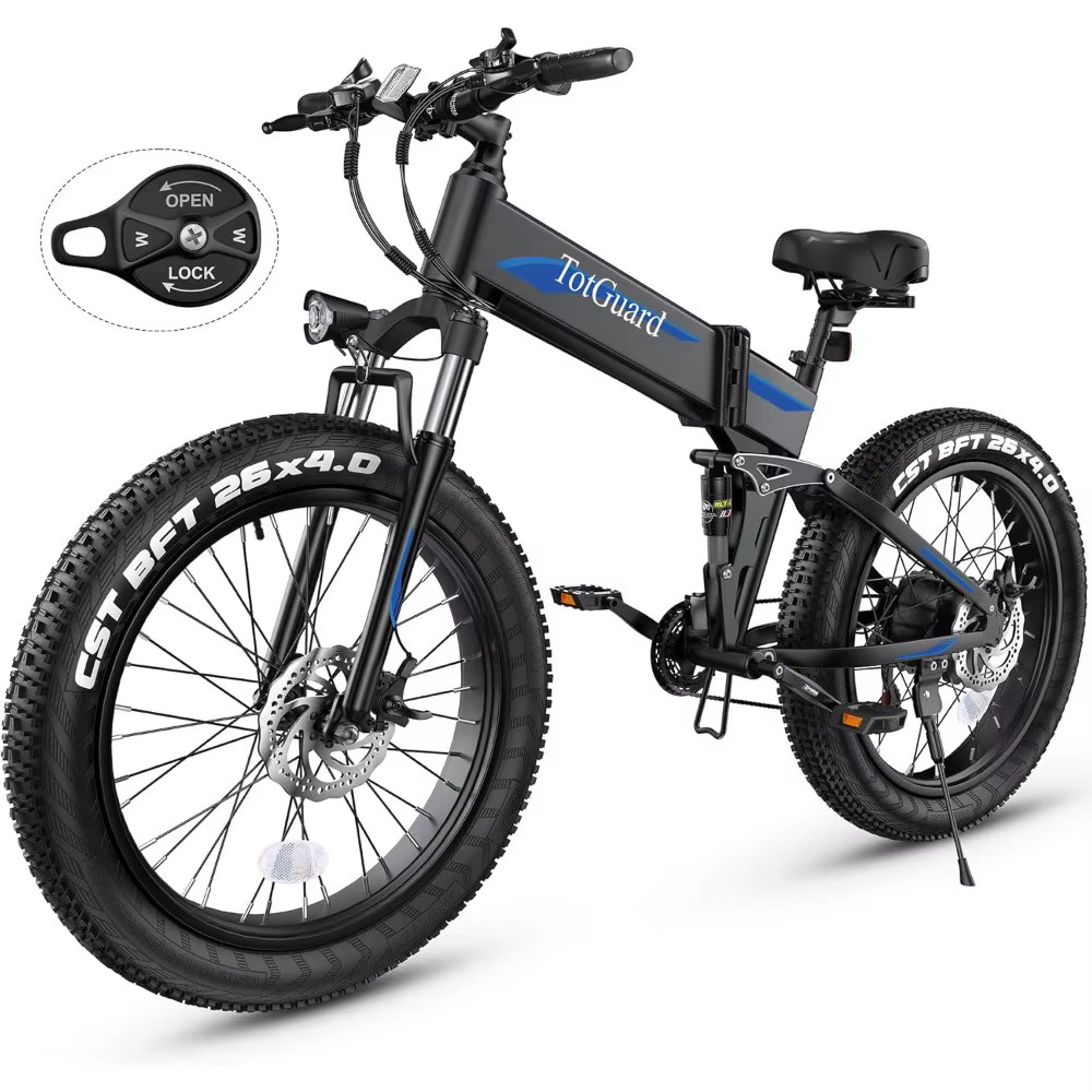 26" x4.0 Fat Tire Electric Bike, Folding Electirc Bike for Mountain Commuter, 500W Motor 21.6 MPH, Ebikes for Adults