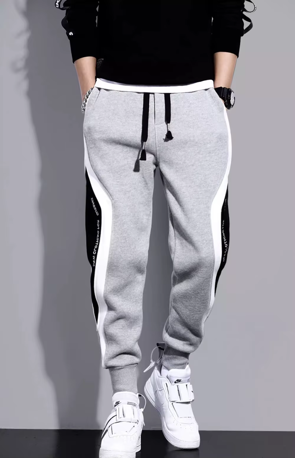 2024 Spring Autumn Men's Sports Pants Male Loose Fitting Leggings Patchwork Running Training Casual Pants Fashion Outfit Trouser