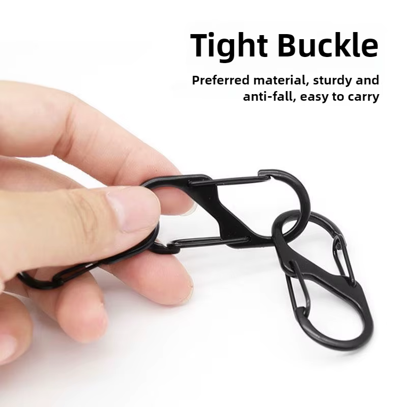 10 Pcs of S-shaped lock buckles, metal double headed keychains, octagonal buckles, spring clips, camping and hiking accessories