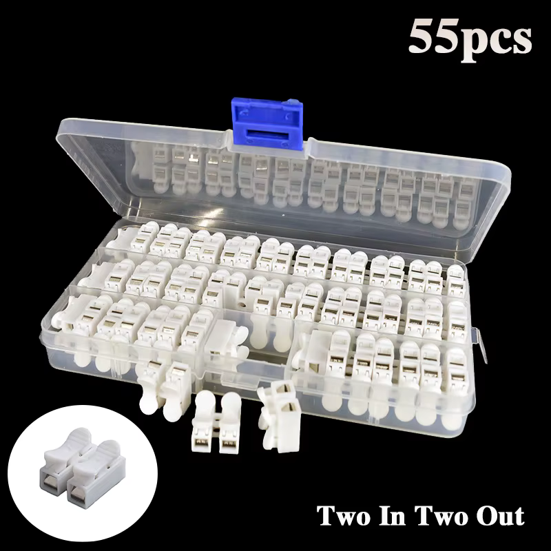 55 Boxes, Quick Terminal Connectors, Push Connectors, 2-Pin Flame Retardant Led Light Connectors