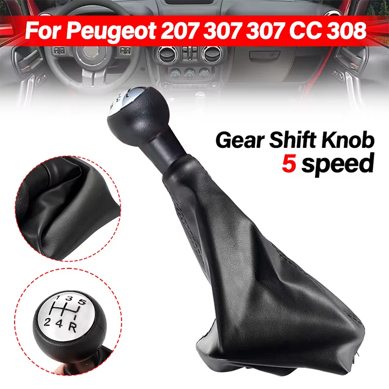 New 5 Speed Car Gear Shift Knob With Gaitor Boot Complete Fit For Peugeot 207 307 CC 308 406  For CITROEN C3 C4 C5