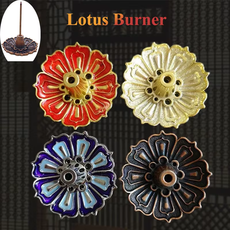 1 Pcs 9-Hole Copper Incense Holder Mini Lotus Flower Incense Sticks Burner Cones Censer Teahouse Home Decoration Accessories