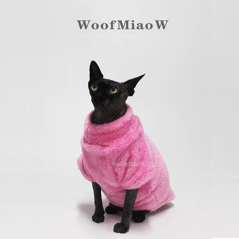 Sphynx Cat Clothes 5colors Winter Soft Cotton Sweater Cozy Fleece Pet Sweater for Cats Small Dogs Skin-friendly for Devon Rex