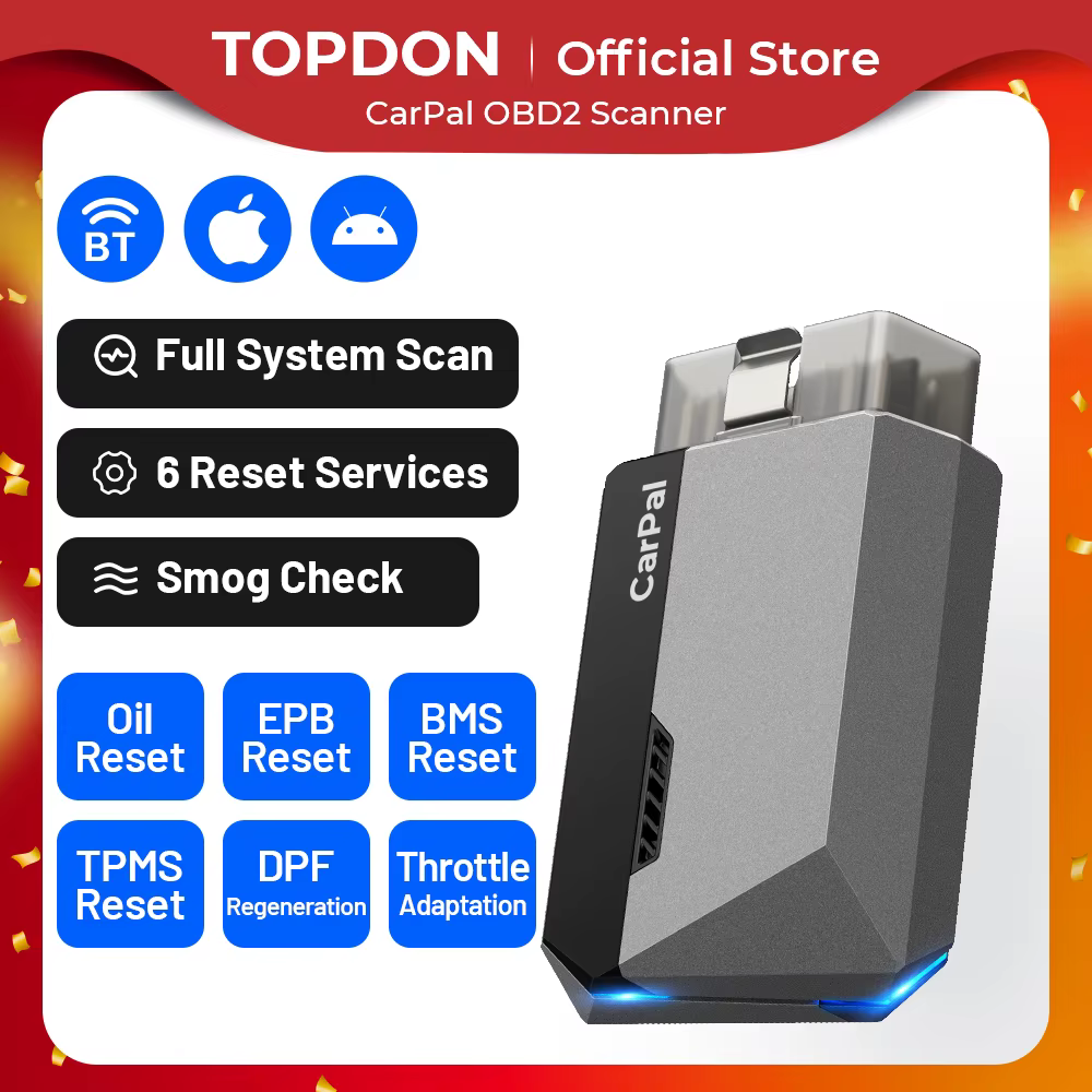 TOPDON Carpal OBD2 Scanner for Car All System Diagnostic Tool Vehicle Health Check Smog Check Battery Test IOS Android BT 5.0