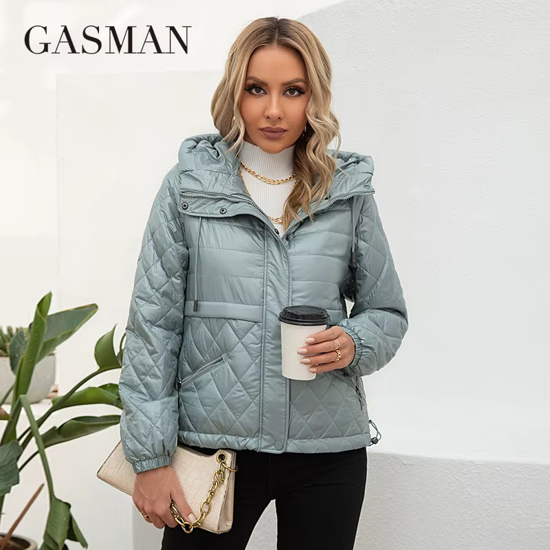 GASMAN 2022 Women's spring jacket fashion casual Short parka Thin Cotton hooded Coat women ladies jackets Warm outwear 21159