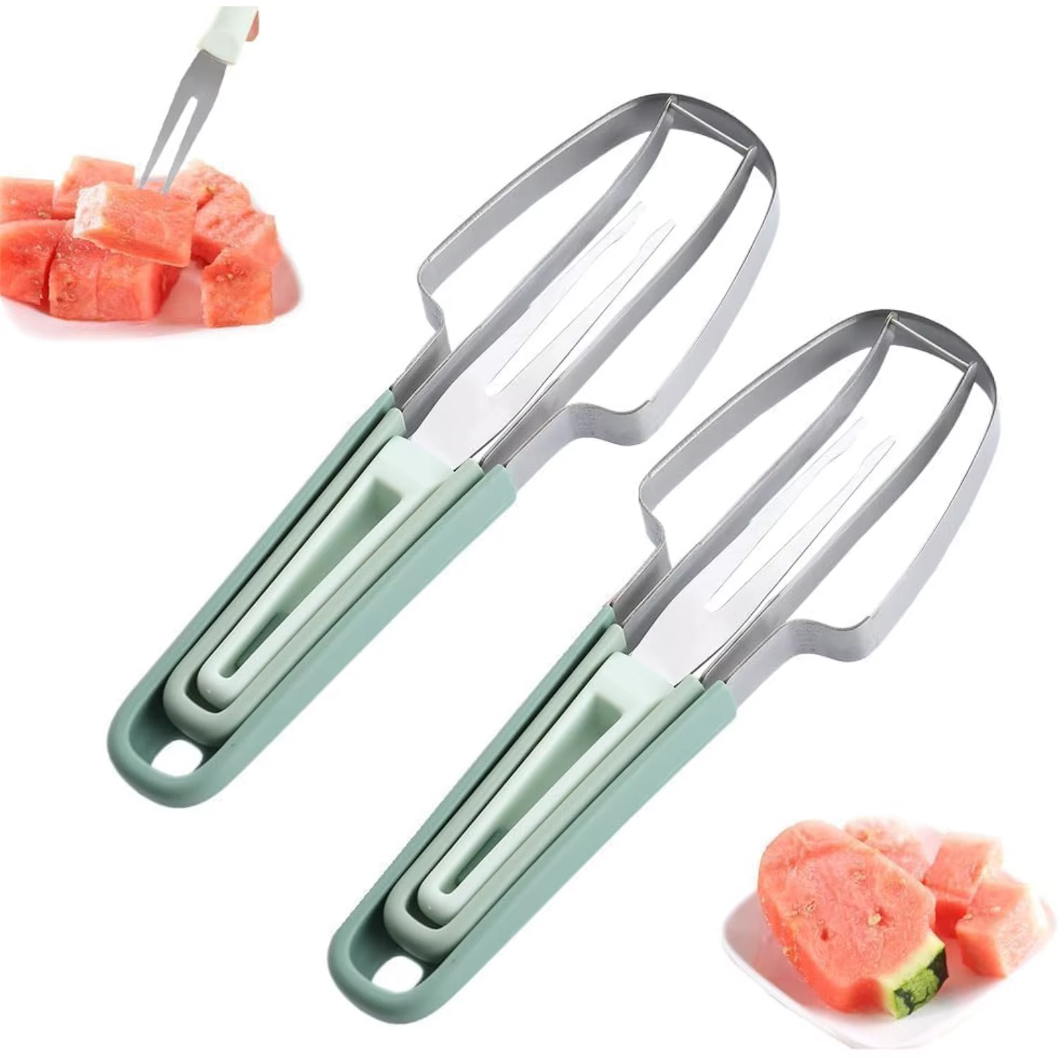 3-in-1 Watermelon Fork Slicer , 2024 New Stainless Steel Watermelon Windmill , Summer Watermelon Cutting Tool Fork Slicer  Set f
