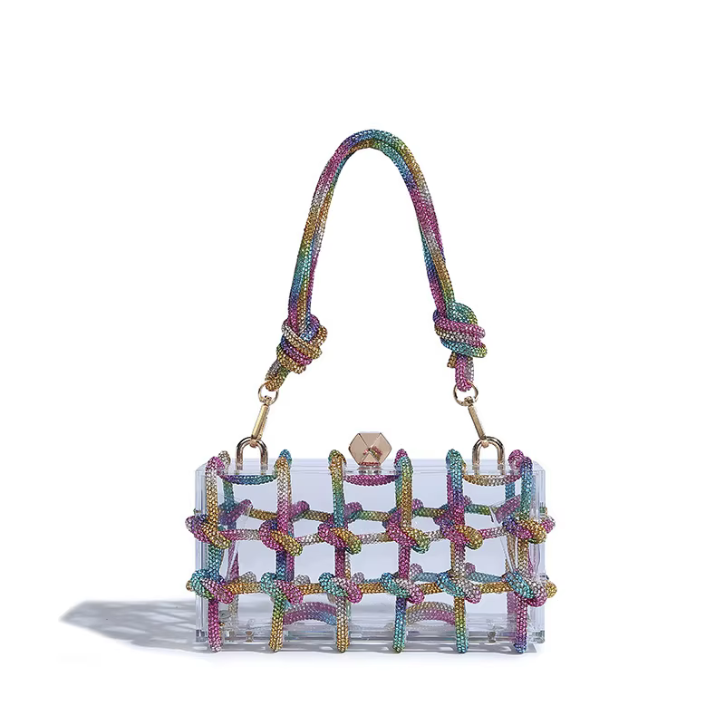 High Fashion Acrylic Handbag Shoulder Bag with Diamond Evening Banquets