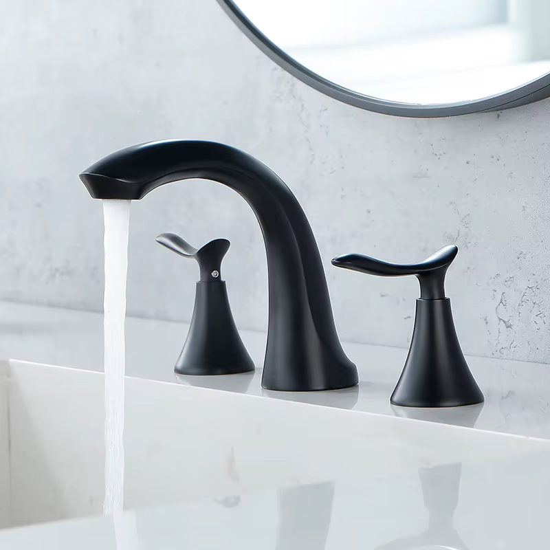 Bathroom Faucets for Sink 3 Hole Widespread 8 inches Basin Faucet with Pop up Drain Lavatory Faucets 2 Handles